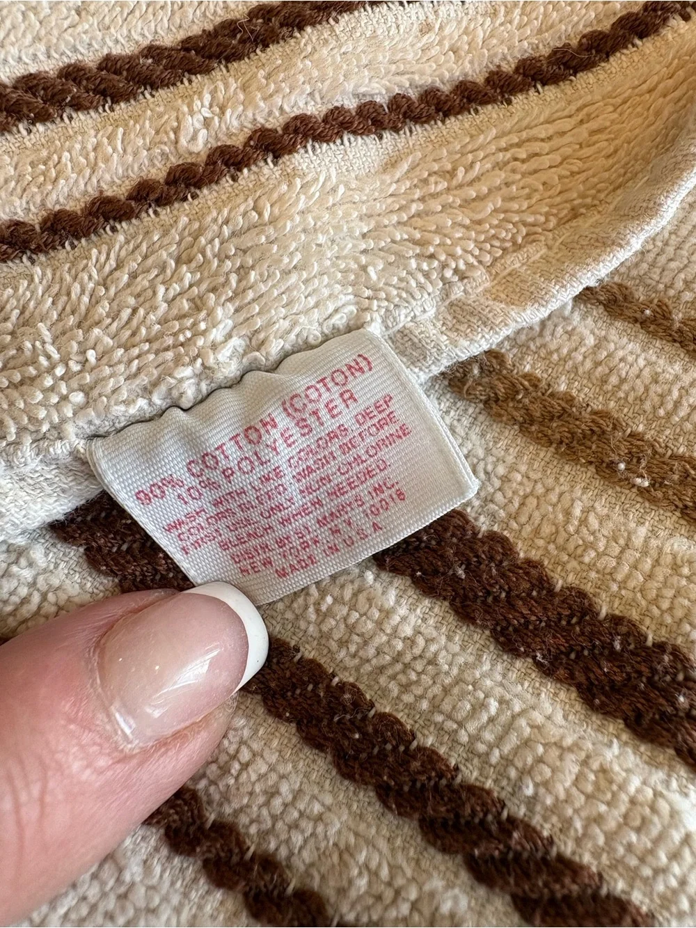 VTG St Mary’s Fieldcrest Brown Striped Hand Towels USA Made 16” x 23.5”